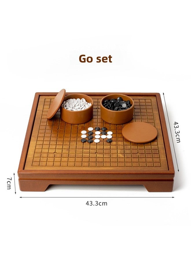 Two-in-One Solid Wood Wooden Go Board Set Adult Adult Children Beginner Black and White Gobang Sub-Canned